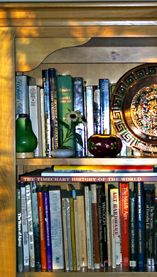 Bookcase in sunlight.